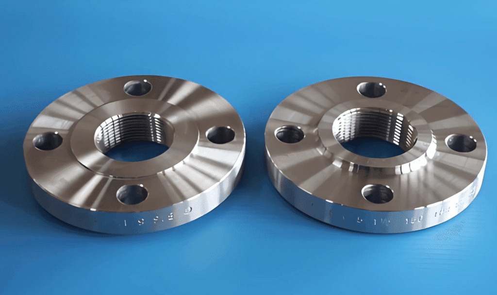 Threaded flanges: with the internal threading in the middle.