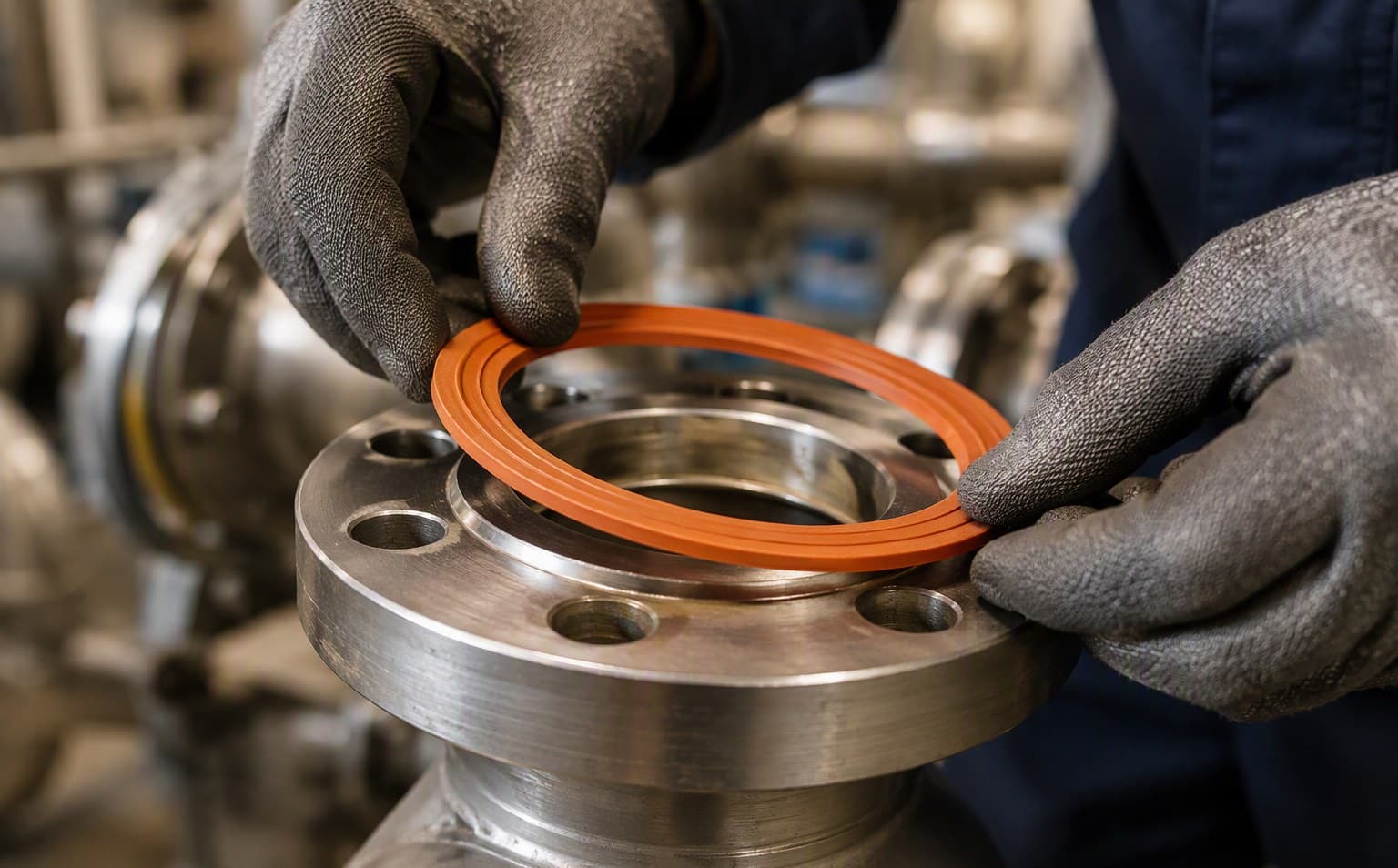Fitting a silicone gasket onto a raised face flange